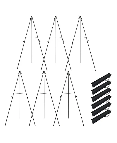 Hongge Set of 6 Metal Tripod Display Easel Stands with Adjustable Card Slots and Carry Bags
