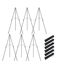 Hongge Set of 6 Metal Tripod Display Easel Stands with Adjustable Card Slots and Carry Bags