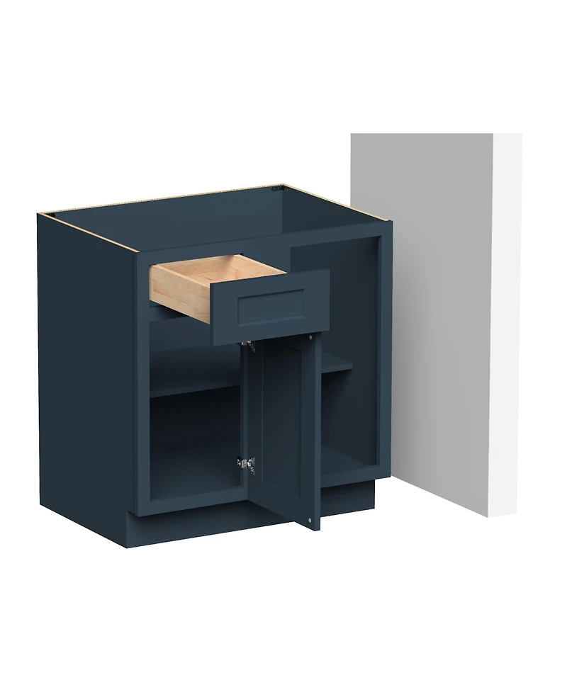 Boyel Living Blind Corner Base Cabinet, Ready to Assemble Kitchen Cabinet with Solid Wood Frame, Soft-Close Slides and Hinges