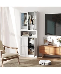 Boyel Living 72 Inch Steel 4 Shelf Storage Cabinet Glass Door with Adjustable Shelves
