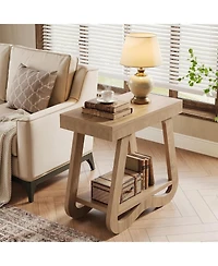 Tribesigns 2-Tier Side Table, Narrow End Table for Small Space | Modern Wooden Sofa Table, Couch Side Table