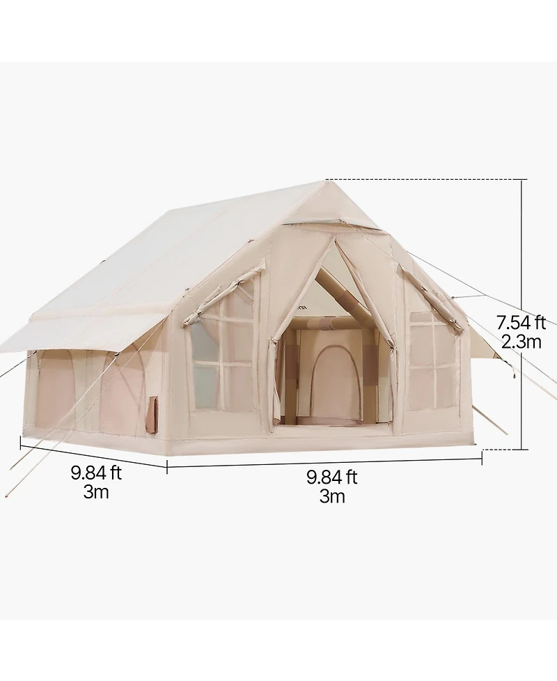 Sevorley Inflatable Camping Tent, 4-6 Person 4-Season Glamping Tent with Stove Jack