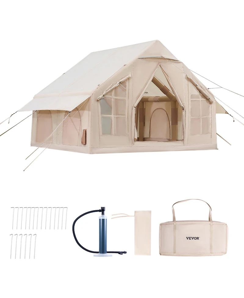 Sevorley Inflatable Camping Tent, 4-6 Person 4-Season Glamping Tent with Stove Jack