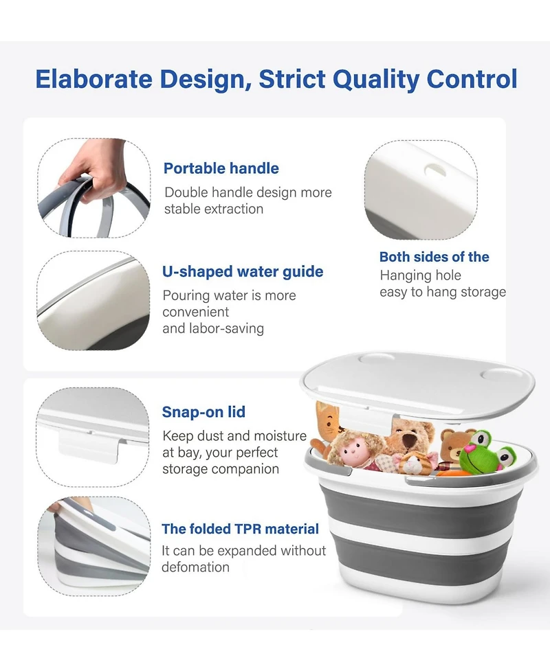 Piscifun 16L Collapsible Silicone Bucket With Multi Functional Lid Foldable Portable Camping Cleaning Storage
