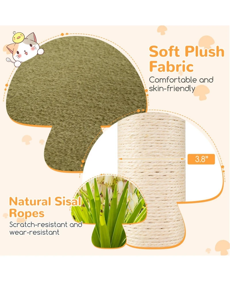 Hongge 35 Inch Cat Tower with Sisal Scratching Posts Cozy Condo and Padded Platforms