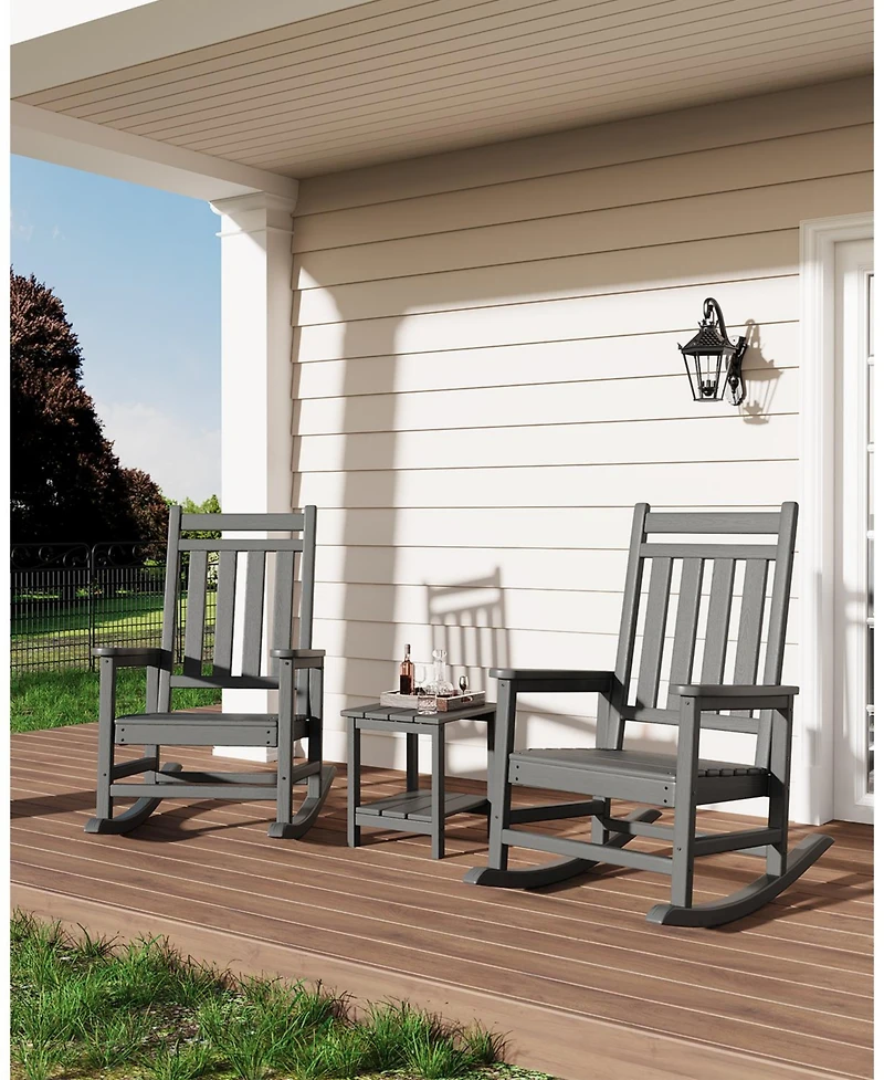 homfan 18" Hdpe Side Table – 2-Tier Outdoor End Table, Weather Resistant with Wood Grain for Patio, Backyard or Balcony