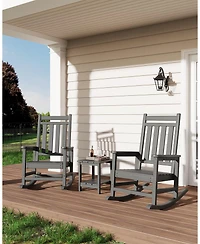 homfan 18" Hdpe Side Table – 2-Tier Outdoor End Table, Weather Resistant with Wood Grain for Patio, Backyard or Balcony