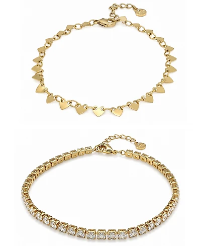 And Now This Cubic Zirconia 18k Gold Plated Brass Chain Duo Bracelet, Macy's Exclusive