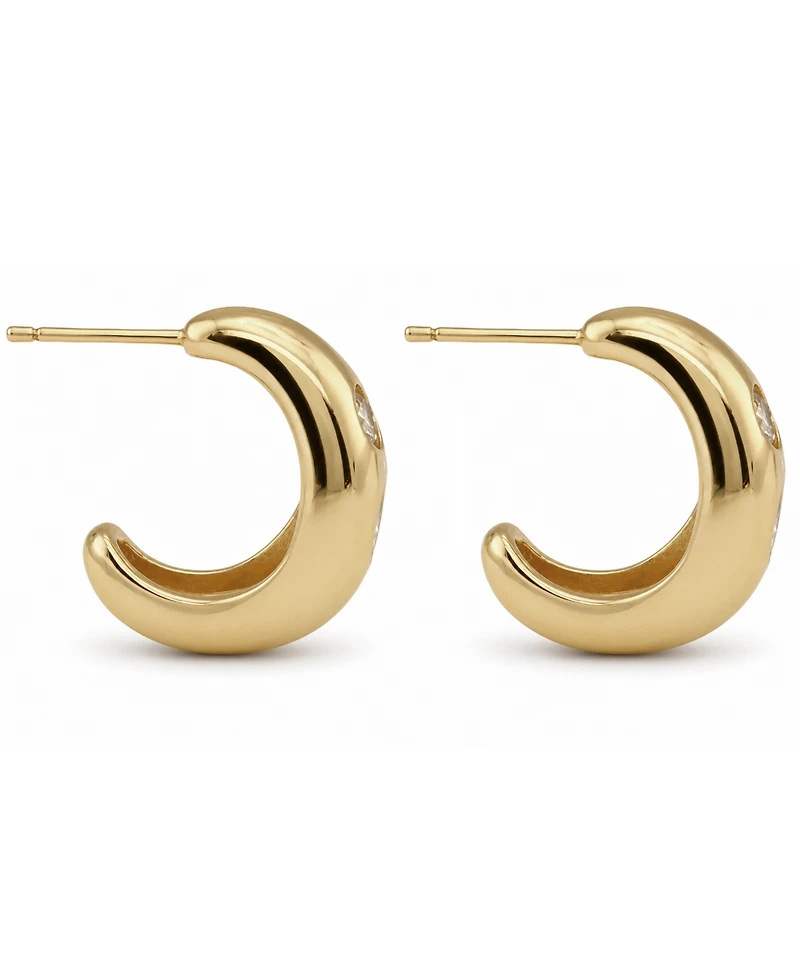 And Now This Cubic Zirconia 3 Stone Hoop Earrings