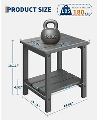 homfan 2-Pack 18" Adirondack Side Table – Hdpe 2-Tier Weather Resistant Square End Table for Patio, Poolside or Backyard