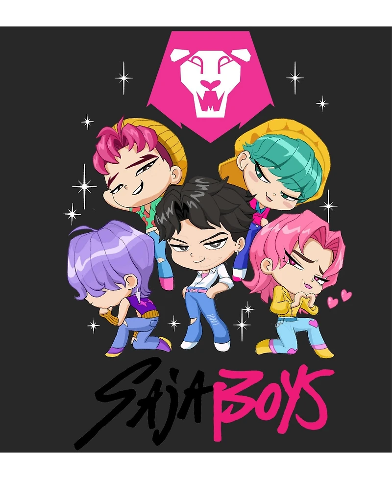 KPop Demon Hunters Saja Boys Xs - Xl Kawaii Chibi Art Long Sleeve Hoodie