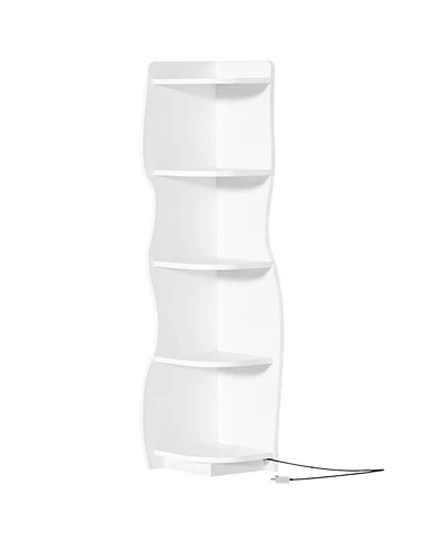 Slickblue 5-Tier Corner Bookshelf with Led Light Modern Display Storage Shelf for Home Office