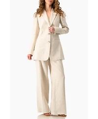 Ivonne Women's Tailored Linen Two-Button Blazer