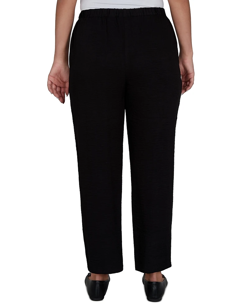 Alfred Dunner Petite Travel Advisory Pull-On Elastic-Waist Crinkle-Texture Ankle Pants