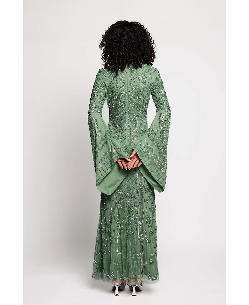 Maryisa Women's Embellished Long-Sleeve Maxi Dress