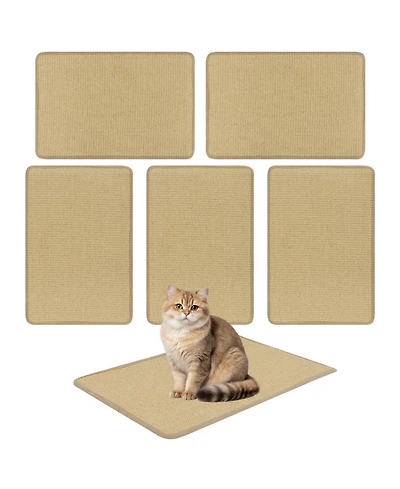Hongge 6-Piece Cat Scratcher Mat Set 24 x 16 Inch Sisal Scratching Pads with Anti-Slip Backing