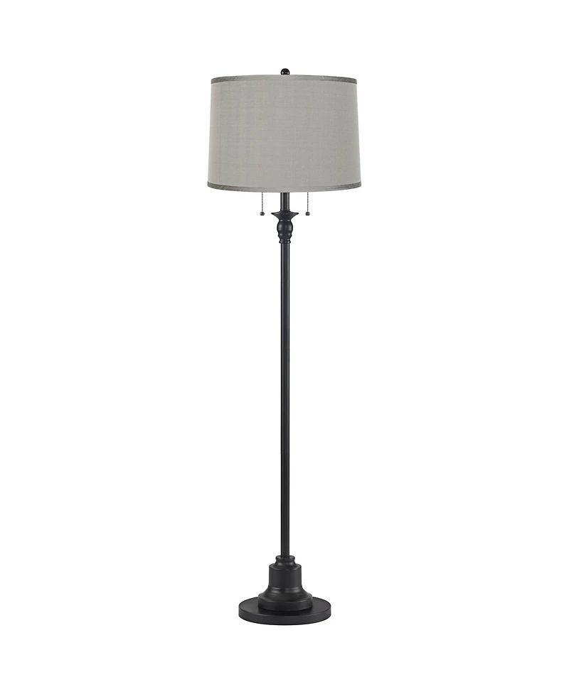 360 Lighting Dyna Traditional 58" Tall 2-Light Standing Floor Lamp Skinny Pole Pull Chain Finish Drum Platinum Shade