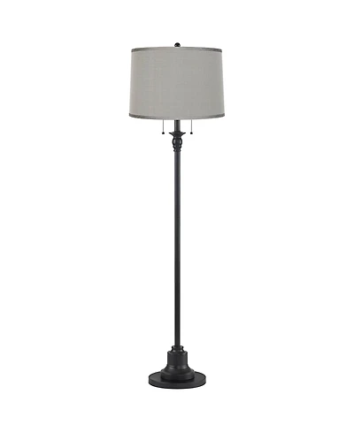 360 Lighting Dyna Traditional 58" Tall 2-Light Standing Floor Lamp Skinny Pole Pull Chain Finish Drum Platinum Shade
