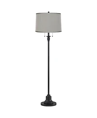 360 Lighting Dyna Traditional 58" Tall 2-Light Standing Floor Lamp Skinny Pole Pull Chain Finish Drum Platinum Shade