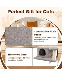 Hongge 48 Inch Cat Tree with 2-Story Condo 3 Hideaway Caves and Sisal Posts for Large Cats