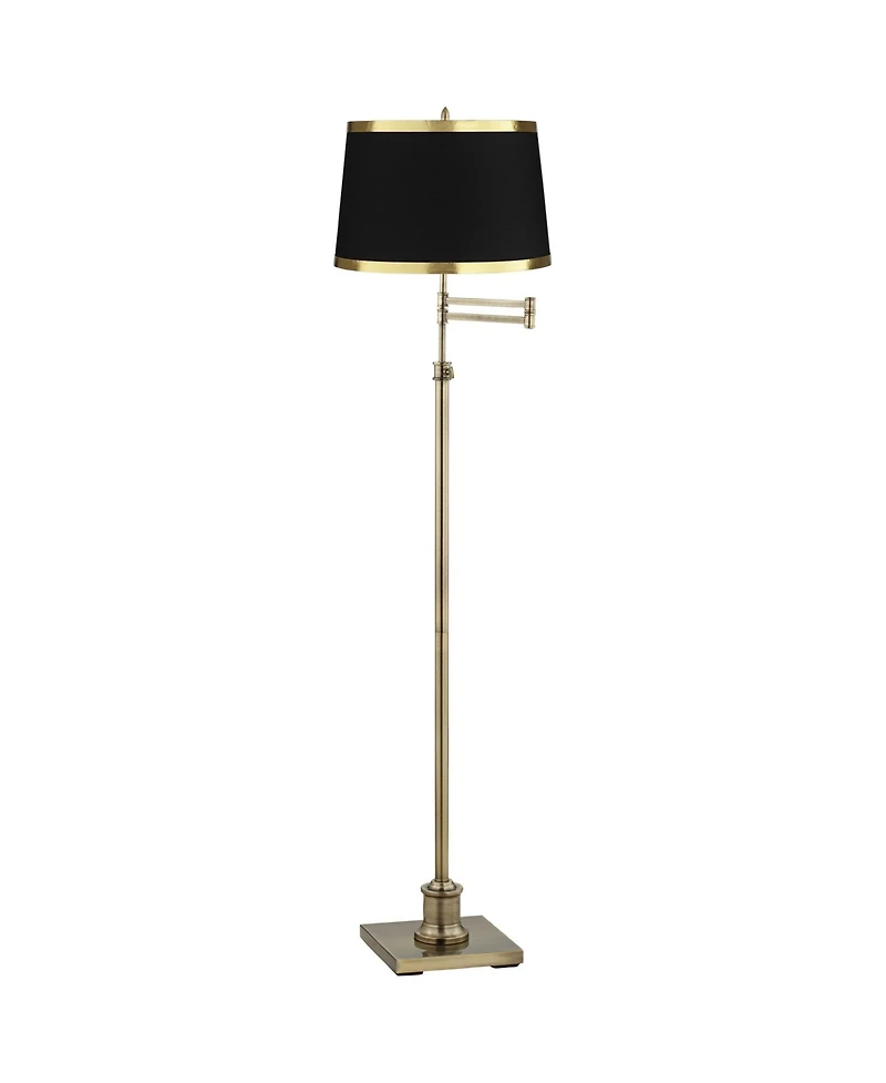 360 Lighting Modern Adjustable Swing Arm Floor Lamp 70" Tall Brass Metal Drum Shade for Living Room Reading House Bedroom