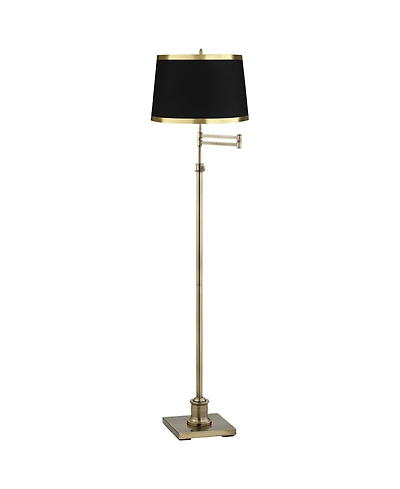 360 Lighting Modern Adjustable Swing Arm Floor Lamp 70" Tall Brass Metal Drum Shade for Living Room Reading House Bedroom