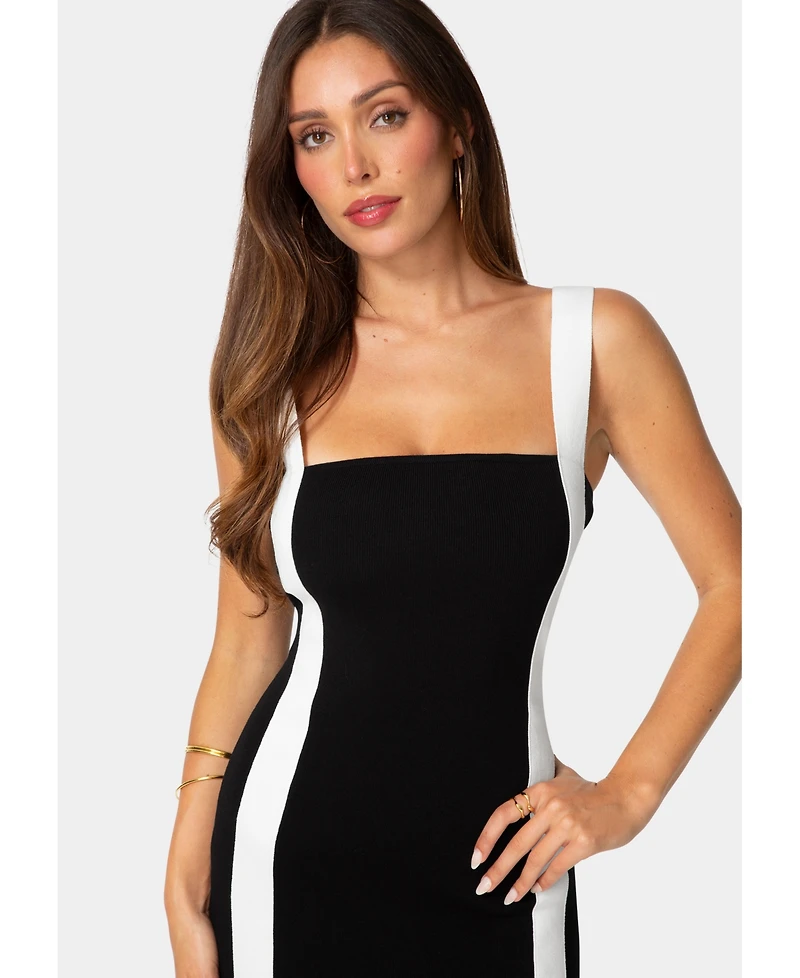 Bebe Women's Colorblock Square-Neck Midi Dress