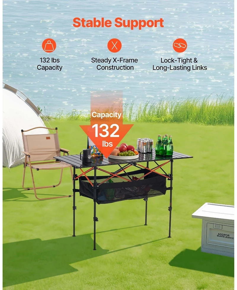 Sevorley Folding Aluminum Camping Table with Adjustable Height and Carry Bag