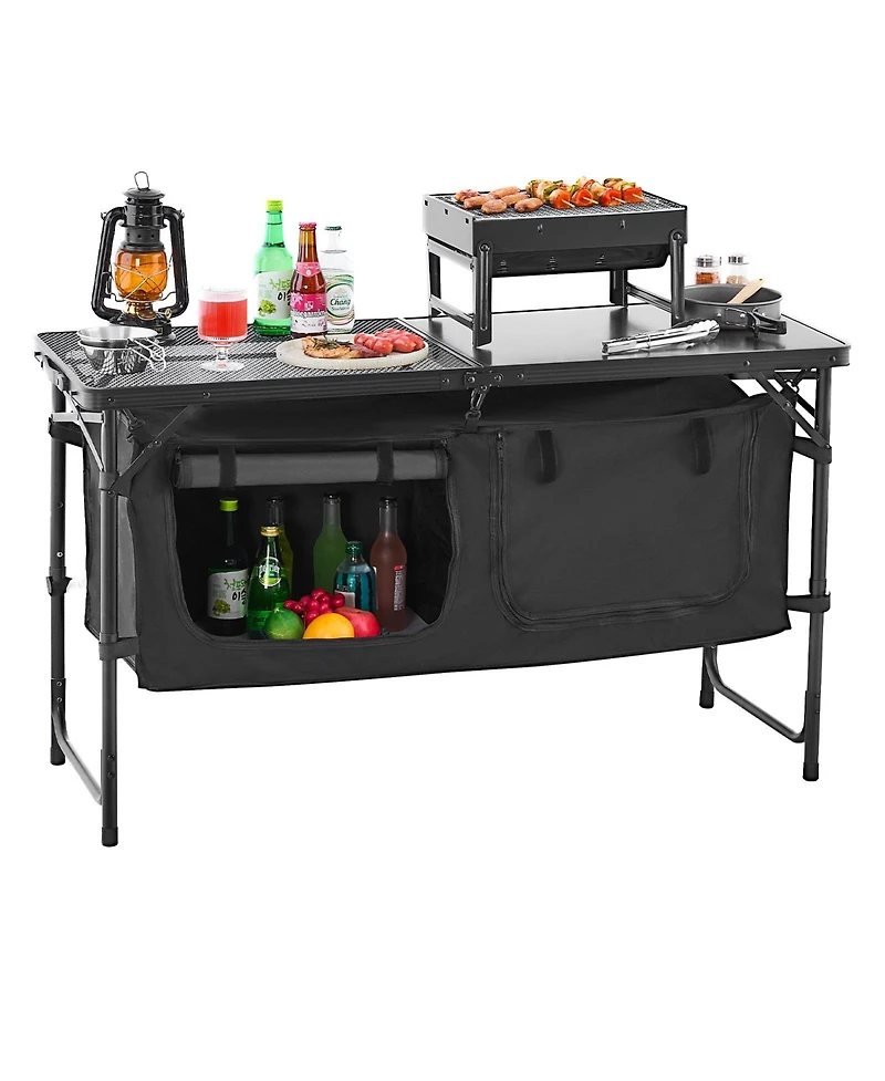 Sevorley Lightweight Folding Camping Kitchen Table with 3 Adjustable Heights