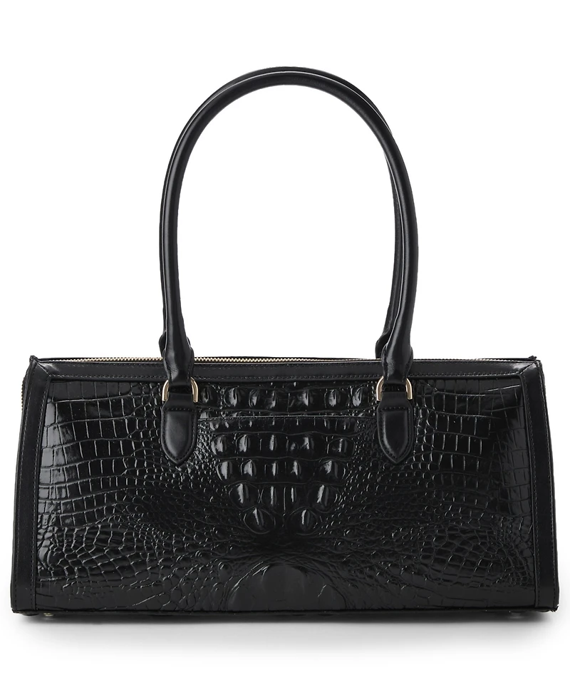 Brahmin Sophia Ocelot Calgary Large Leather Satchel Handbag