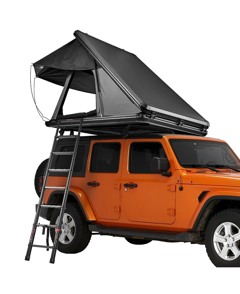 Sevorley Aluminum Hard Shell Rooftop Tent for 2-3 Person with Led Light and Thick Mattress