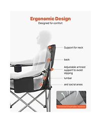 Sevorley Oversized Camping Chairs Set of 2 with Cooler Bag, Cup Holder and Side Pocket, 450 lb Capacity