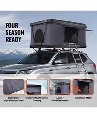 Sevorley Hard Shell Rooftop Tent for 2-3 Person with Telescopic Ladder and Thick Mattress
