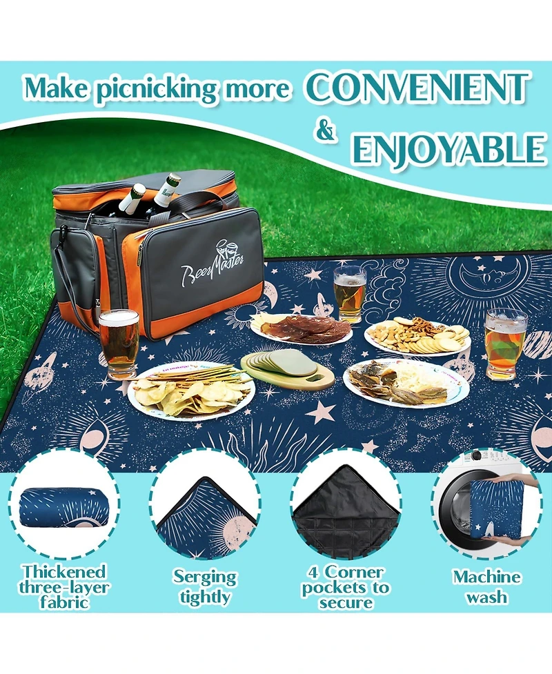 Piscifun Waterproof Foldable Picnic Blanket 3 Layer Sand proof Oversized Outdoor Mat For Camping Beach Travel