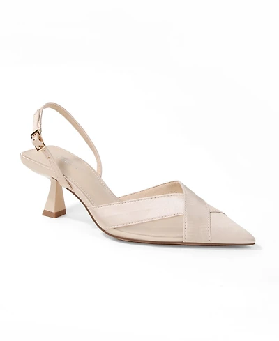 Berness Women's Hailee Mesh and Satin Special Occasion Slingback Pumps