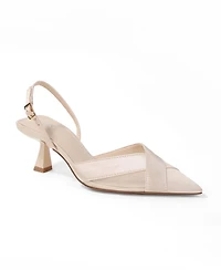 Berness Women's Hailee Mesh and Satin Special Occasion Slingback Pumps