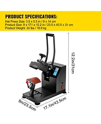 Sevorley Curved Hat Heat Press, Clamshell with Digital Timer Control