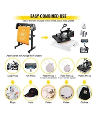 Sevorley 8-in-1 Heat Press Sublimation Machine with 53 Inch Vinyl Cutter Plotter Kit