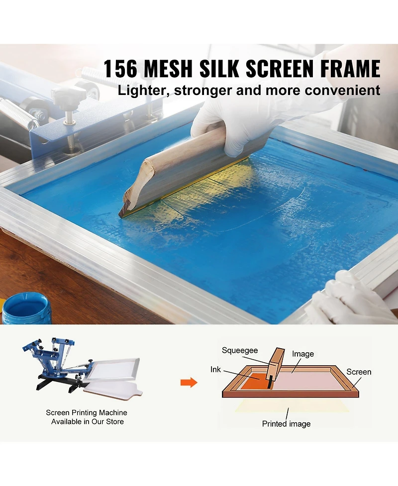 Sevorley 6-Piece Aluminum Silk Screen Printing Frames, 10 x 14 in, 156 Mesh