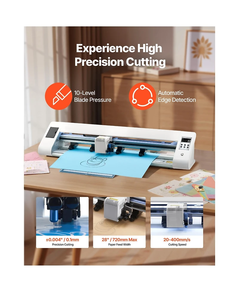 Sevorley Vinyl Cutting Machine with Automatic Edge Detection, Two Blades and Design Software