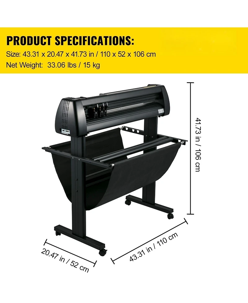 Sevorley 34 in Vinyl Cutter Machine Bundle with Floor Stand and Supplies