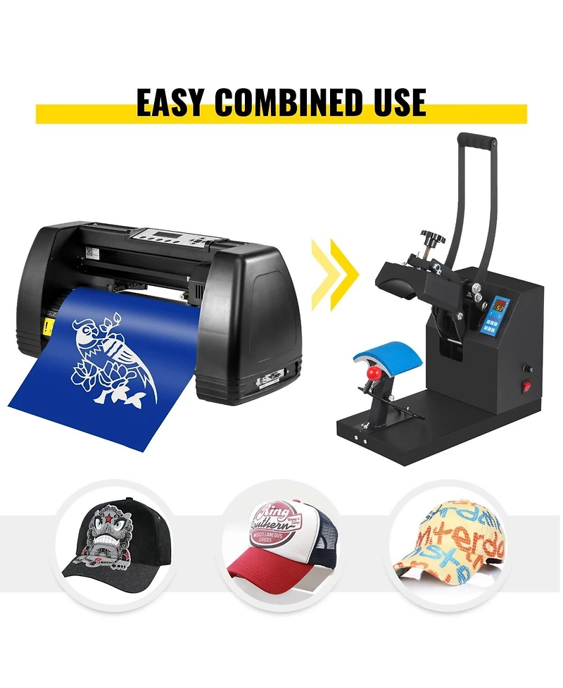 Sevorley Vinyl Cutter Plotter and Cap Heat Press Combo with Stand