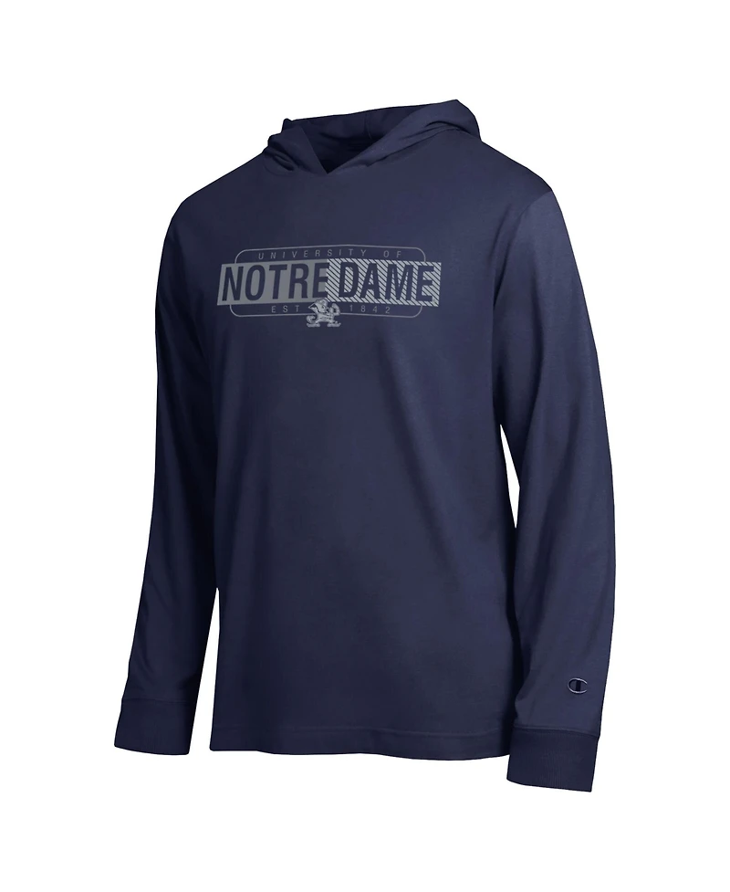 Champion Men's Navy Notre Dame Fighting Irish Gradient All-Star Long Sleeve Hooded T-Shirt