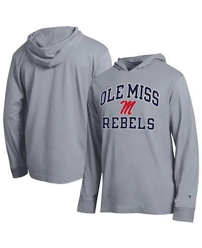Champion Men's Heather Gray Ole Miss Rebels High Motor All-Star Long Sleeve Hooded T-Shirt