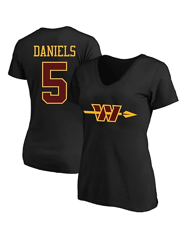 Fanatics Women's Jayden Daniels Black Washington Commanders Plus Name Number V-Neck T-Shirt