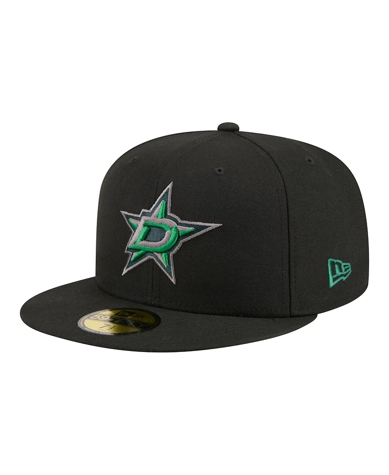 New Era Men's Black Dallas Stars Color Pop 59FIFTY Fitted Hat