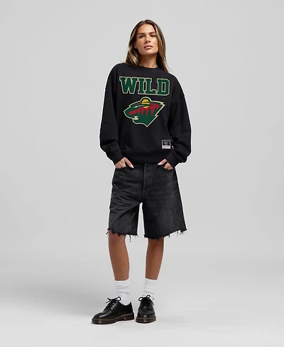 Mitchell & Ness Women's Black Minnesota Wild Core Oversized Sweatshirt