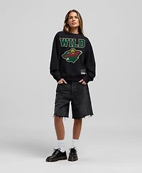 Mitchell & Ness Women's Black Minnesota Wild Core Oversized Sweatshirt