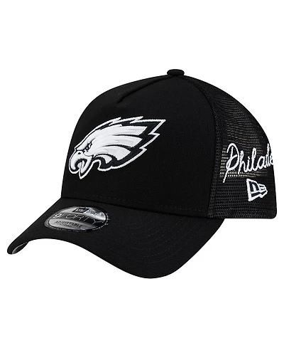 New Era Men's Black Philadelphia Eagles City Script 9FORTY A-Frame Adjustable Hat