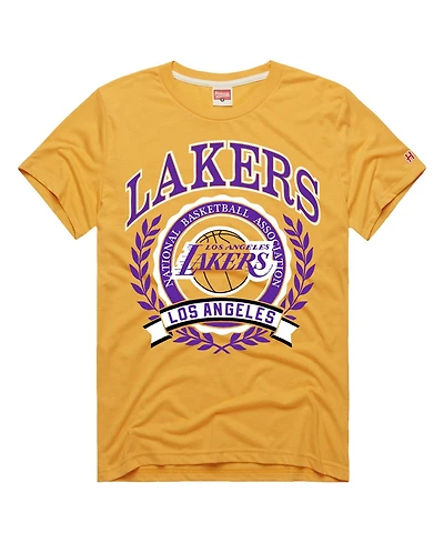 Homage Men's and Women's Gold Los Angeles Lakers Crest Tri-Blend T-Shirt